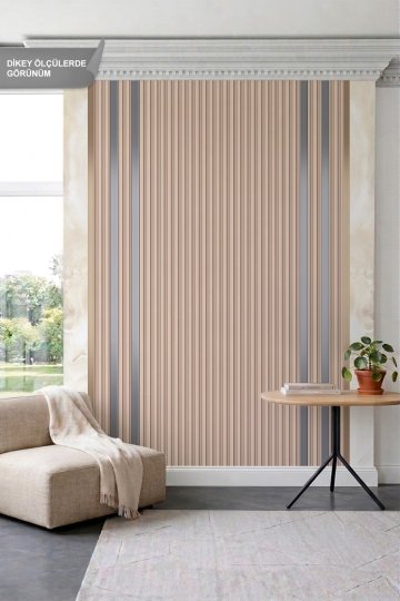 Dreamwall Mermer Detaylı Ahşap Çıta ve Çizgisel Panel Desenli Tek Parça Tekstil Duvar Kağıdı küçük görsel 1