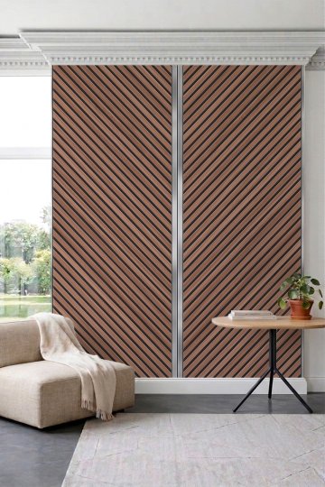Dreamwall Mermer Detaylı Ahşap Çıtalı ve Çizgisel Panelli Tek Parça Tekstil Duvar Kağıdı küçük görsel 1
