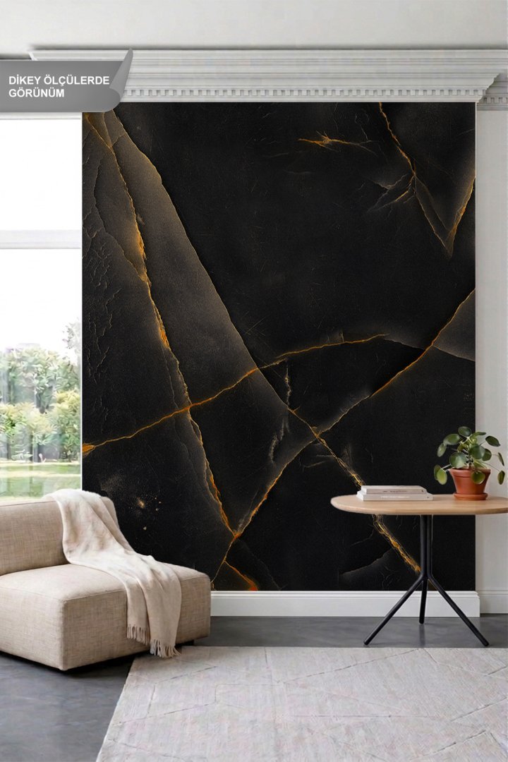 Dreamwall Mermer Panel ve Kündekari Şerit Görünümlü Tek Parça Tekstil Duvar Kağıdı