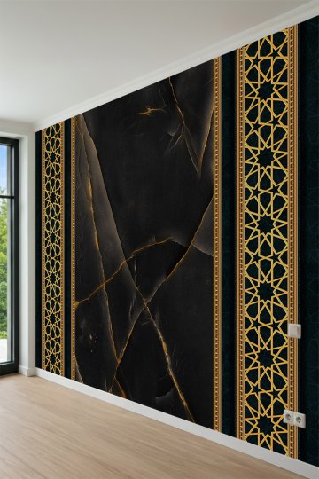 Dreamwall Mermer Panel ve Kündekari Şerit Görünümlü Tek Parça Tekstil Duvar Kağıdı küçük görsel 4