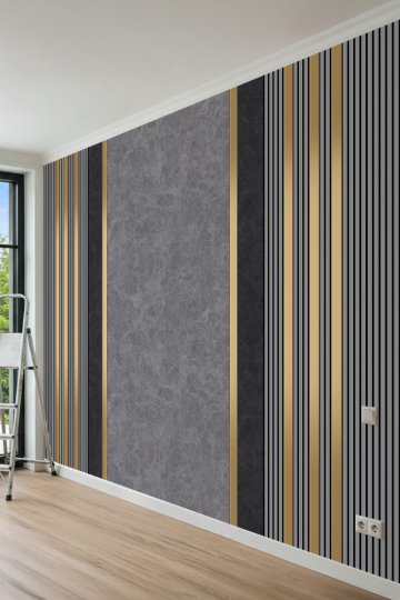 Dreamwall Mermer Pano ve Dikey Çizgi Desenli Tek Parça Tekstil Duvar Kağıdı küçük görsel 4