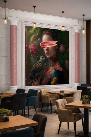 Dreamwall Mermer Sütunlu İlham Perisi Desenli Tek Parça Tekstil Duvar Kağıdı küçük görsel 2