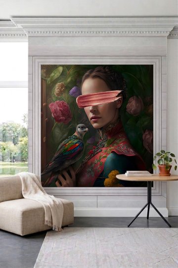 Dreamwall Mermer Sütunlu İlham Perisi Desenli Tek Parça Tekstil Duvar Kağıdı küçük görsel 3