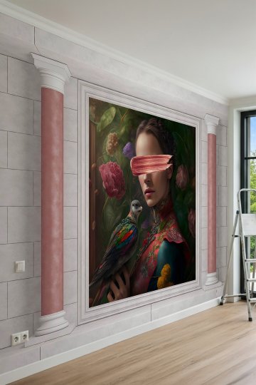 Dreamwall Mermer Sütunlu İlham Perisi Desenli Tek Parça Tekstil Duvar Kağıdı