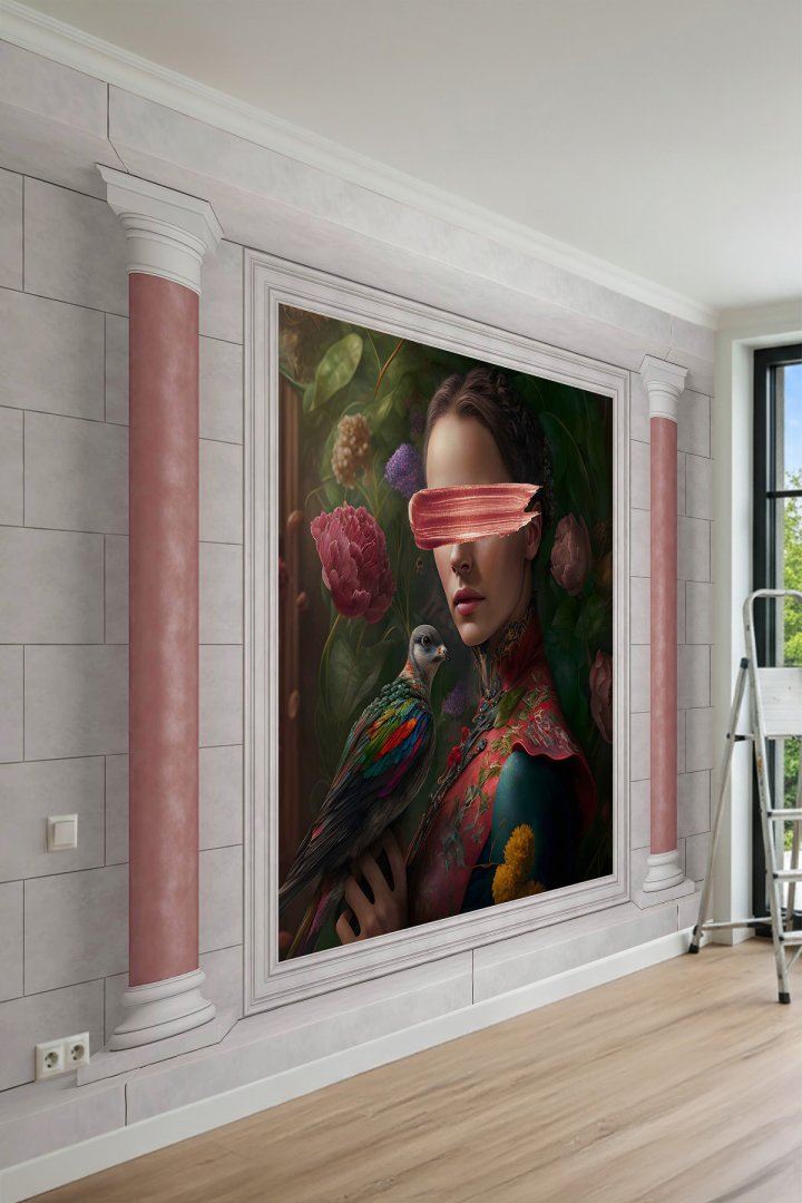 Dreamwall Mermer Sütunlu İlham Perisi Desenli Tek Parça Tekstil Duvar Kağıdı