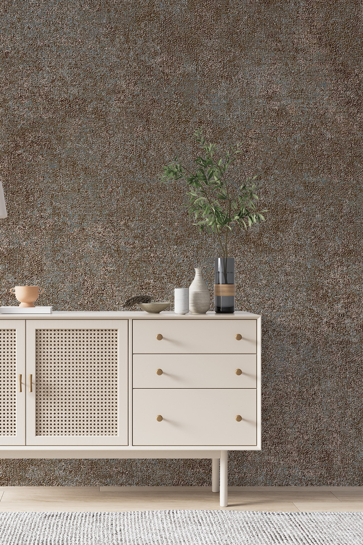 Dreamwall Minimalist Bohem Doku Desenli Tek Parça Tekstil Duvar Kağıdı görsel 1