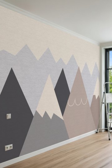 Dreamwall Minimalist Geometrik Dağ Desenli Çocuk Odası Tek Parça Tekstil Duvar Kağıdı küçük görsel 2
