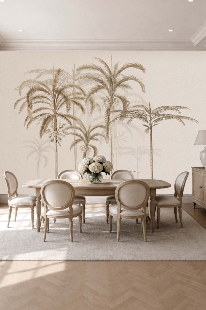 Dreamwall Minimalist Tropikal Palmiye Tek Parça Tekstil Duvar Kağıdı 
