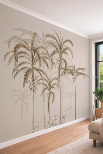 Dreamwall Minimalist Tropikal Palmiye Tek Parça Tekstil Duvar Kağıdı  küçük görsel 2