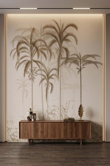 Dreamwall Minimalist Tropikal Palmiye Tek Parça Tekstil Duvar Kağıdı  küçük görsel 3