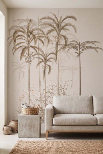 Dreamwall Minimalist Tropikal Palmiye Tek Parça Tekstil Duvar Kağıdı  küçük görsel 4