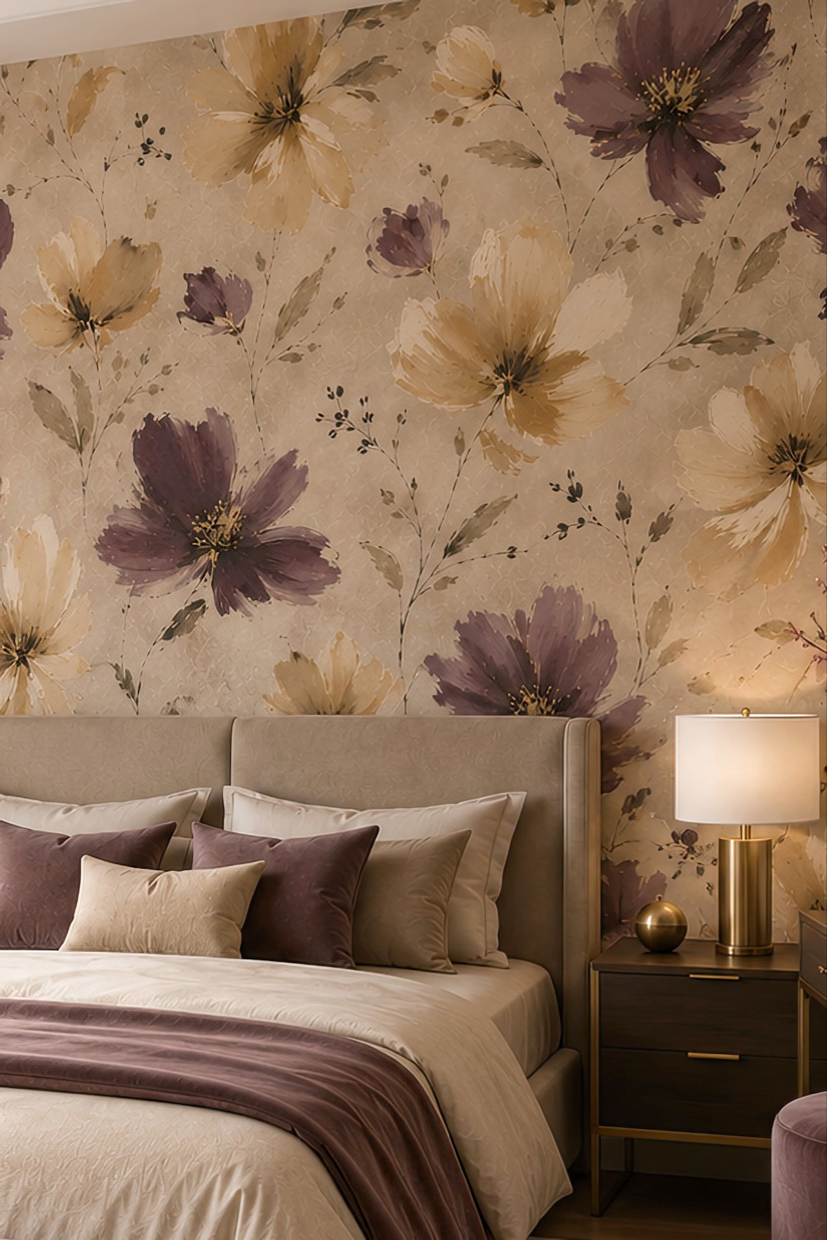 Dreamwall Miras Bahçesi- Sanatsal Çiçek Desenli Tek Parça Tekstil Duvar Kağıdı görsel 1