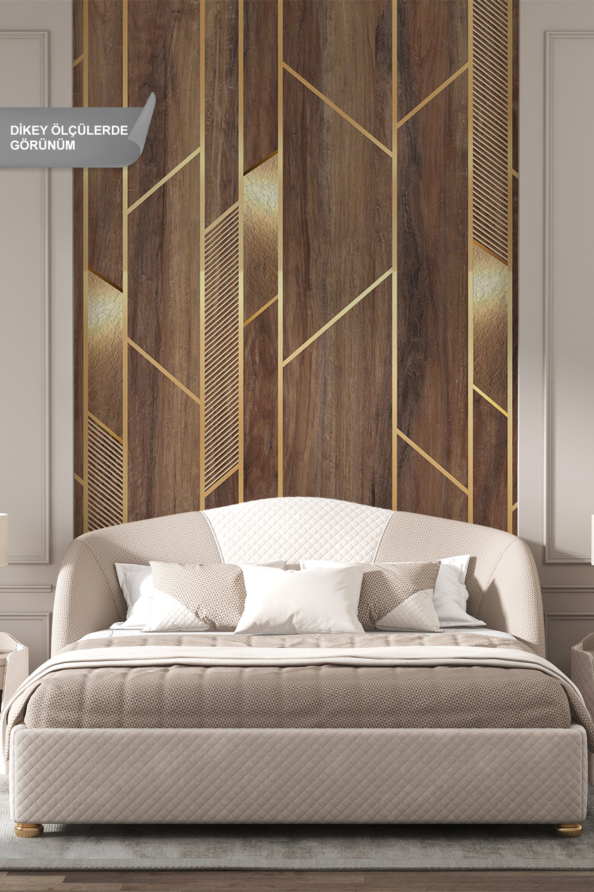 "Dreamwall Modern Ahşap Dikey ve Çapraz Kesit Desenli Tek Parça Tekstil Duvar Kağıdı" görsel 1