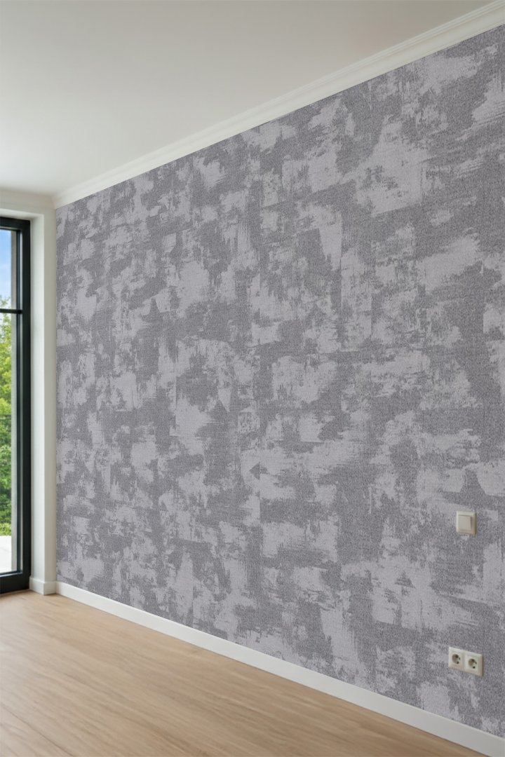 Dreamwall Modern Fırça Darbeli Beton Dokulu Minimal Desenli Tek Parça Tekstil Duvar Kağıdı