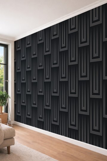 Dreamwall Modern Lineer Dikdörtgen Desenli Art Deco Tek Parça Tekstil Duvar Kağıdı