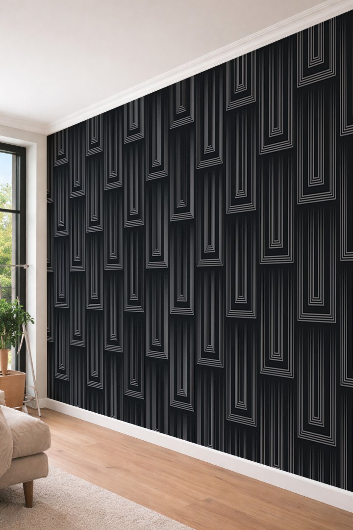 Dreamwall Modern Lineer Dikdörtgen Desenli Art Deco Tek Parça Tekstil Duvar Kağıdı
