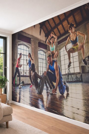 Dreamwall Modern Spor Salonu ve Fitness Motivasyon Temalı 3D Etkili Tek Parça Tekstil Duvar Kağıdı