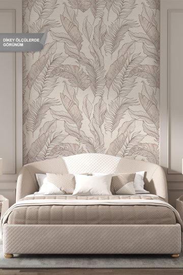Dreamwall Monokrom Çizim Tropikal Yaprak Desenli Tek Parça Tekstil Duvar Kağıdı küçük görsel 1