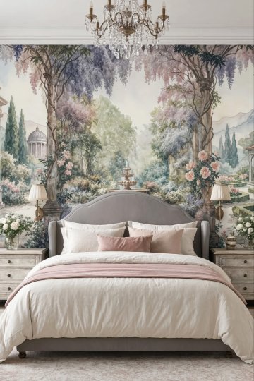Dreamwall Mor Salkımlar Altında Temalı Tek Parça Tekstil Duvar Kağıdı küçük görsel 3