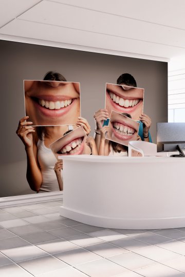 Dreamwall Mutlu Aile Gülümsemeleri Diş Polikliniği Temalı Tek Parça Tekstil Duvar Kağıdı küçük görsel 3