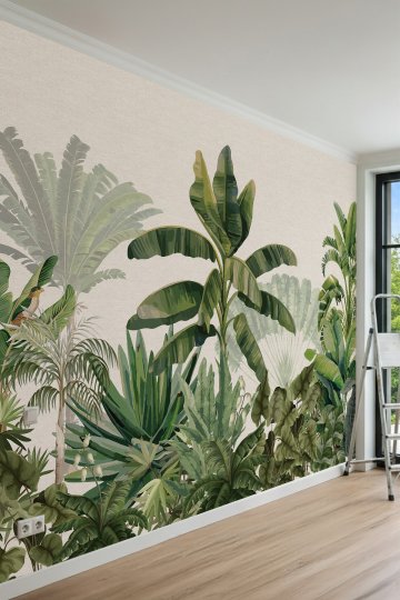 Dreamwall Muz Ağacı ve Tropikal Bitki Desenli Tek Parça Tekstil Duvar Kağıdı küçük görsel 1