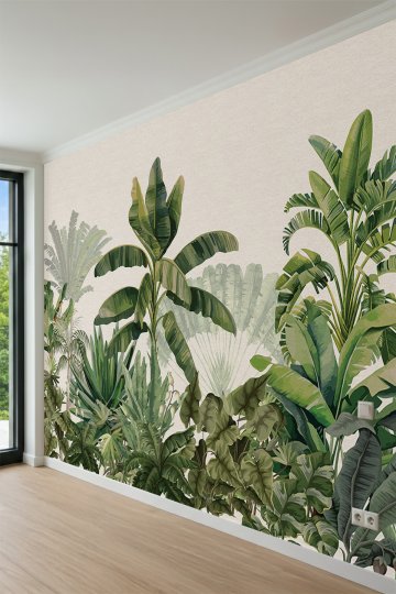Dreamwall Muz Ağacı ve Tropikal Bitki Desenli Tek Parça Tekstil Duvar Kağıdı küçük görsel 3