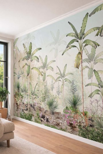 Dreamwall Muz Ağaçlı Antik Bahçe Desenli Tek Parça Tekstil Duvar Kağıdı  küçük görsel 2