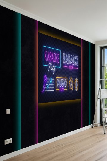 Dreamwall Neon Işıklı Özelleştirilebilir, Müzik ve Parti Konseptli Tek Parça Tekstil Duvar Kağıdı küçük görsel 2