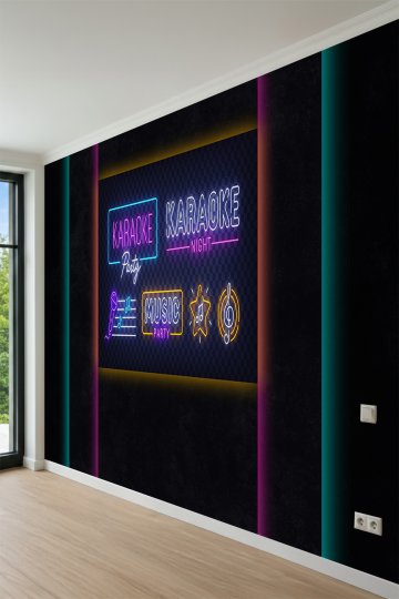 Dreamwall Neon Işıklı Özelleştirilebilir, Müzik ve Parti Konseptli Tek Parça Tekstil Duvar Kağıdı küçük görsel 3