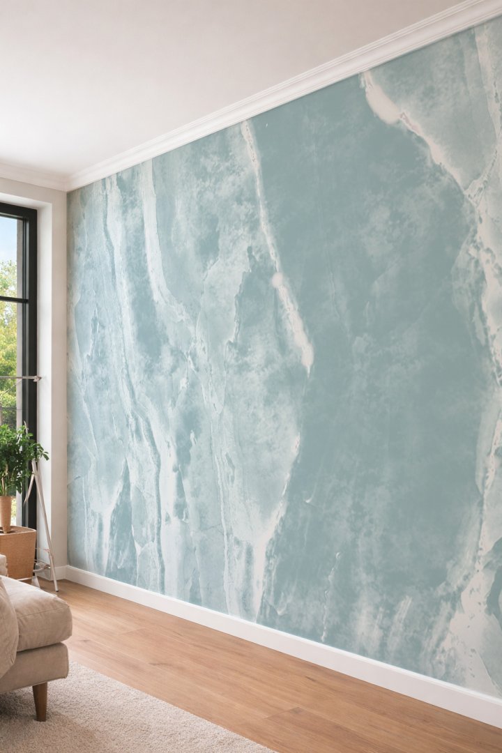 Dreamwall Oniks Mermer Desenli Kristal Dokulu Tek Parça Tekstil Duvar Kağıdı