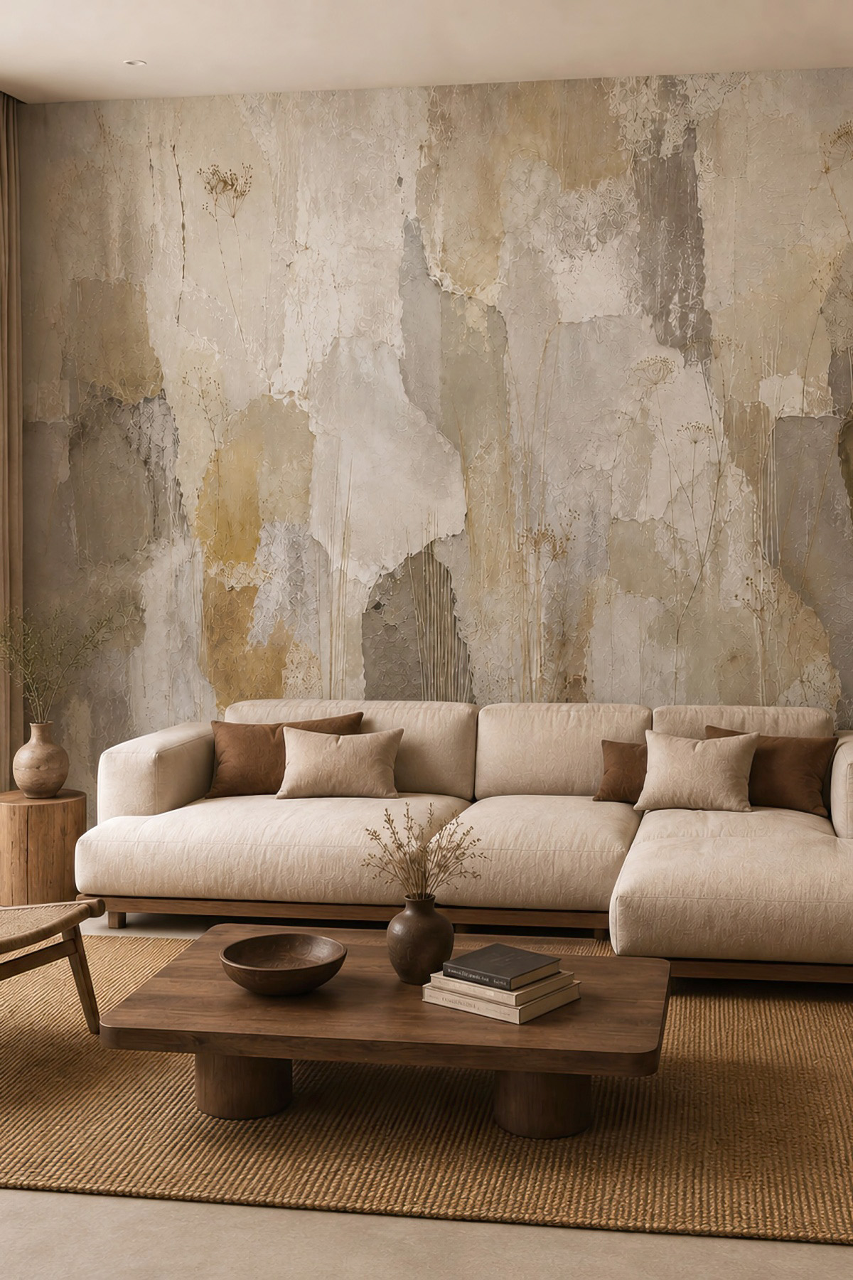 Dreamwall Palimpsest- Patchwork Soft Tonlar Temalı Tek Parça Tekstil Duvar Kağıdı görsel 1