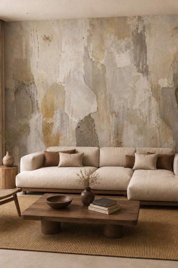 Dreamwall Palimpsest- Patchwork Soft Tonlar Temalı Tek Parça Tekstil Duvar Kağıdı