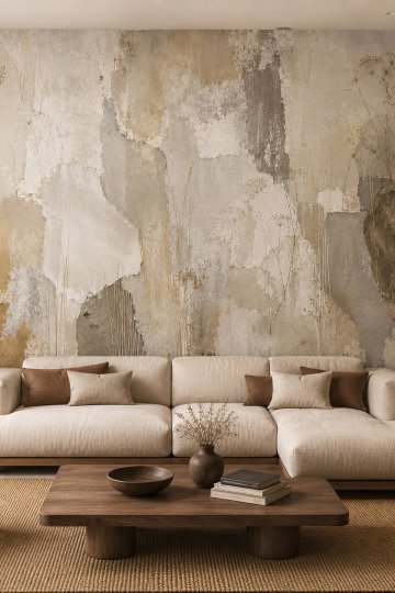 Dreamwall Palimpsest- Patchwork Soft Tonlar Temalı Tek Parça Tekstil Duvar Kağıdı küçük görsel 2