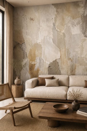 Dreamwall Palimpsest- Patchwork Soft Tonlar Temalı Tek Parça Tekstil Duvar Kağıdı küçük görsel 4