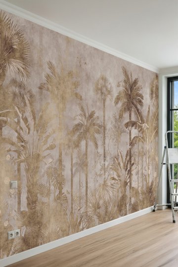 Dreamwall Palmiye Ağaçları, Tropikal Orman Motifli Tek Parça Tekstil Duvar Kağıdı
