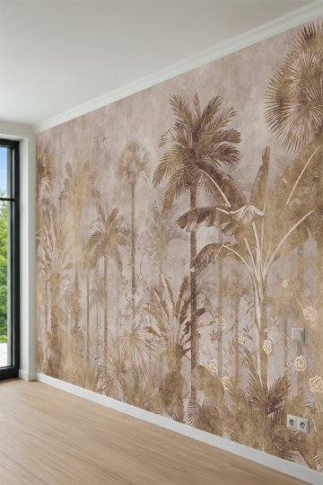 Dreamwall Palmiye Ağaçları, Tropikal Orman Motifli Tek Parça Tekstil Duvar Kağıdı küçük görsel 3