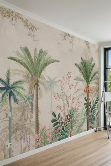 Dreamwall Palmiye Ağaçları ve Tropikal Bitki Desenli Tek Parça Tekstil Duvar Kağıdı küçük görsel 3