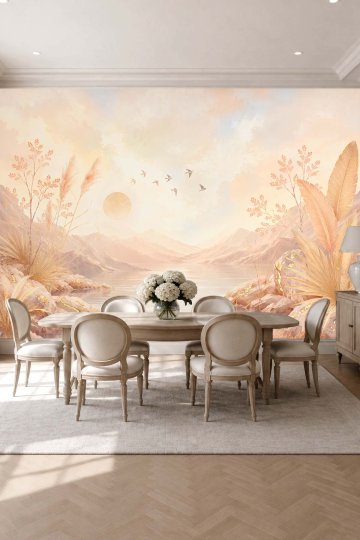 Dreamwall Pampaslı Gölet Manzaralı Tek Parça Tekstil Duvar Kağıdı  küçük görsel 2