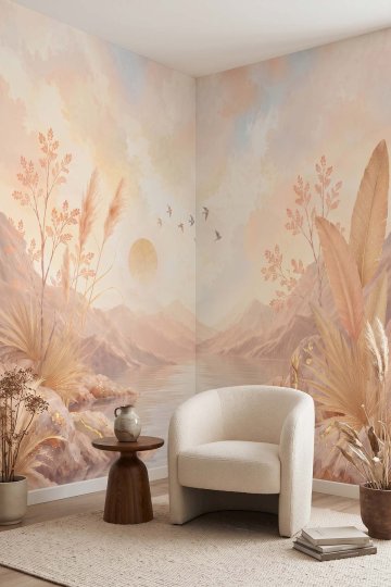 Dreamwall Pampaslı Gölet Manzaralı Tek Parça Tekstil Duvar Kağıdı  küçük görsel 3