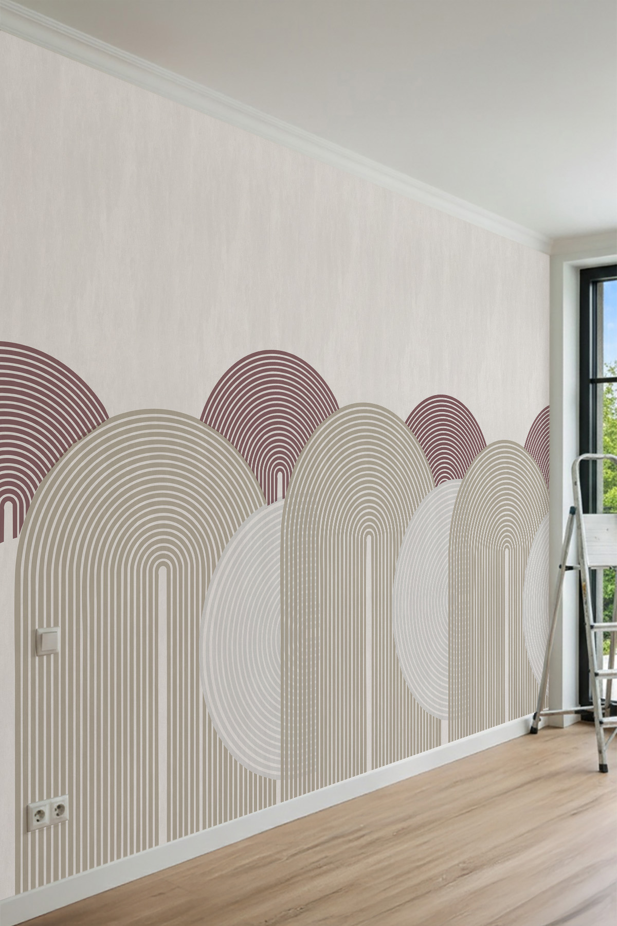 Dreamwall Pastel Geometrik Gökkuşağı Desenli Tek Parça Tekstil Duvar Kağıdı görsel 1