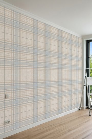 Dreamwall Pastel Tonlu Ekose Desenli Tek Parça Tekstil Duvar Kağıdı küçük görsel 4