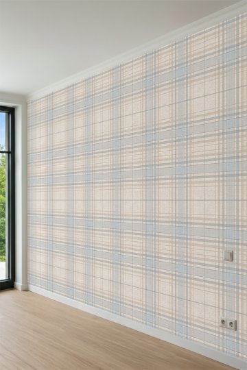 Dreamwall Pastel Tonlu Ekose Desenli Tek Parça Tekstil Duvar Kağıdı küçük görsel 3