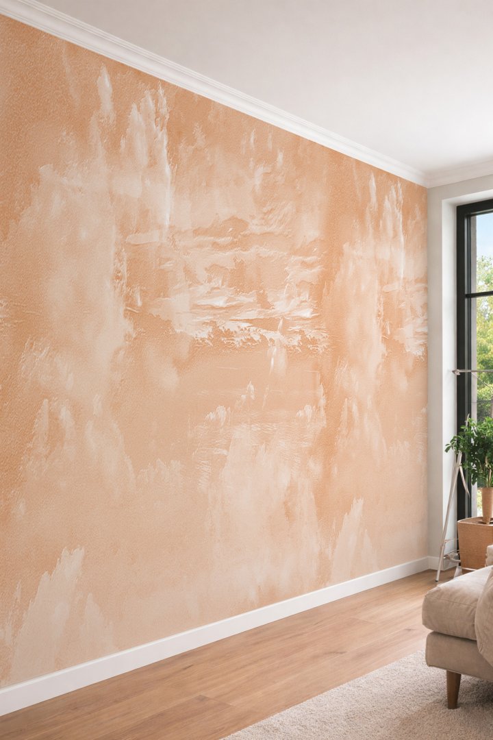 Dreamwall Pastel Tonlu Modern Brüt Sıva Görünümlü Tek Parça Tekstil Duvar Kağıdı