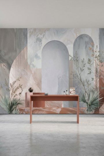 Dreamwall Pudra Ufku-Mermer Kavisler Desenli Tek Parça Tekstil Duvar Kağıdı  küçük görsel 3