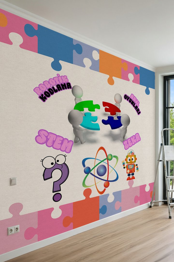 Dreamwall Renkli Puzzle Çerçeveli, Robotik Kodlama, Akıl Oyunları, STEM ve Zeka Temalı Tek Parça Tek...