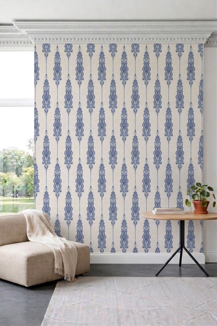 Dreamwall Retro Damask Motifli Tek Parça Tekstil Duvar Kağıdı
