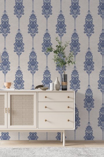 Dreamwall Retro Damask Motifli Tek Parça Tekstil Duvar Kağıdı küçük görsel 1