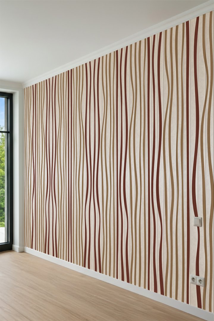 Dreamwall Ritmik Çizgili Desenli Tek Parça Tekstil Duvar Kağıdı
