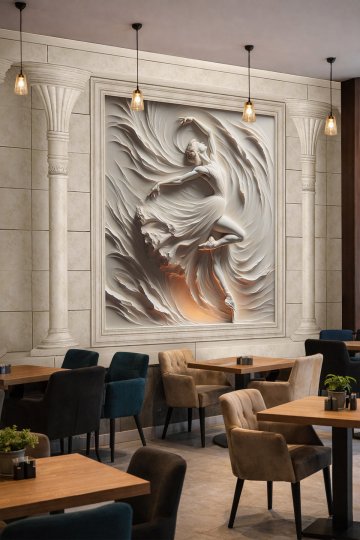 Dreamwall Rölyef Balerin ve Klasik Sütun Desenli Tek Parça Tekstil Duvar Kağıdı küçük görsel 1