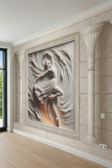 Dreamwall Rölyef Balerin ve Klasik Sütun Desenli Tek Parça Tekstil Duvar Kağıdı küçük görsel 4
